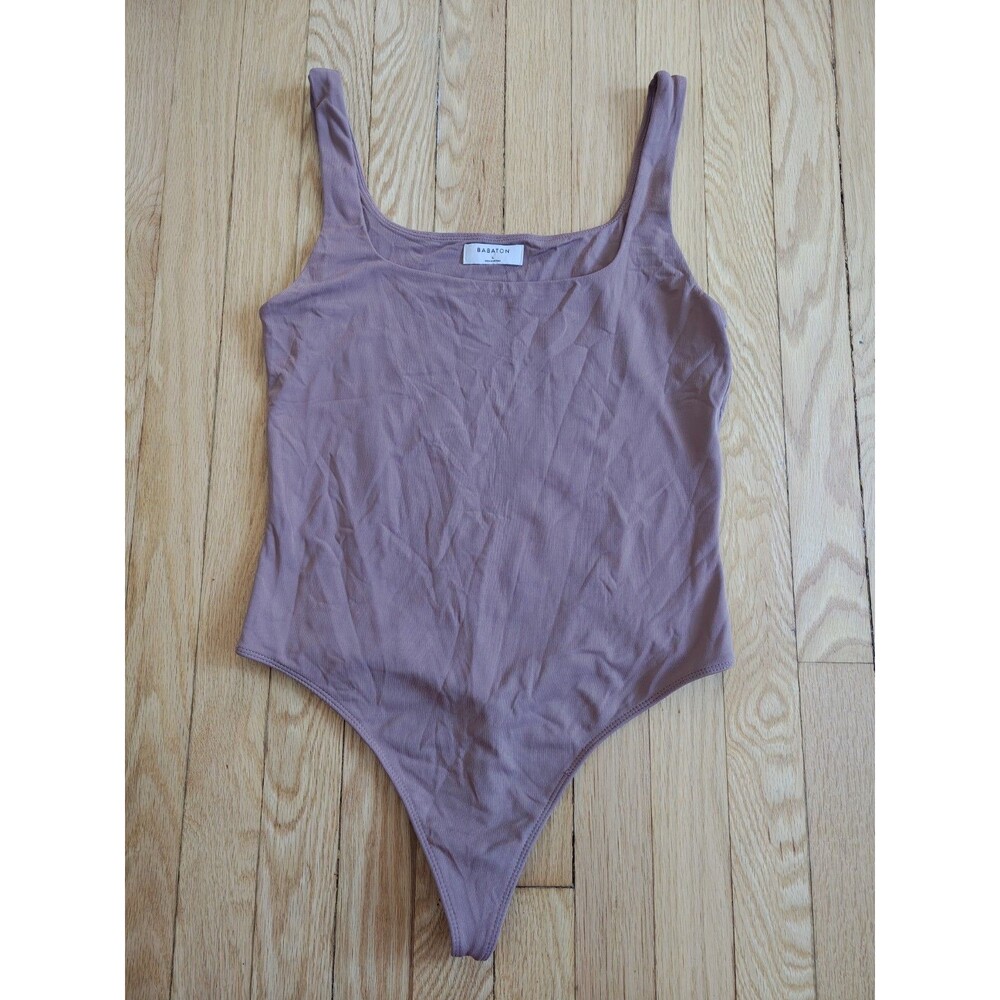 Aritzia Babaton Contour Bodysuit Large Brown Sleeveless Square Neck Stretch Top